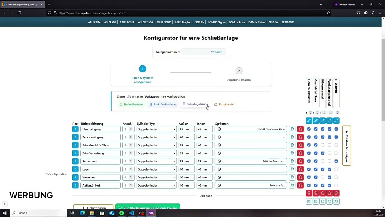 Schließanlage online erstellen | Konfigurator Tutorial | STT-Shop