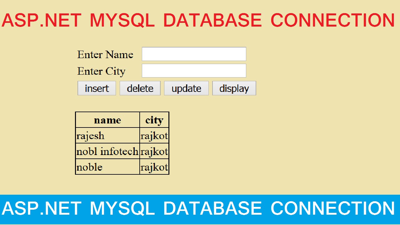 Insert Update Delete View and search data from mysql database in asp.net