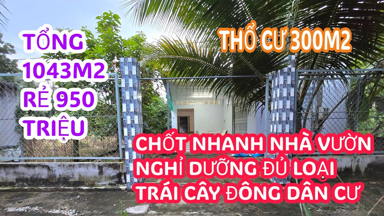 MS:25293 Về miền tây mua ngay căn nhà vườn nghỉ dưỡng nhiều loại trái cây - Thổ cư 300m2 .