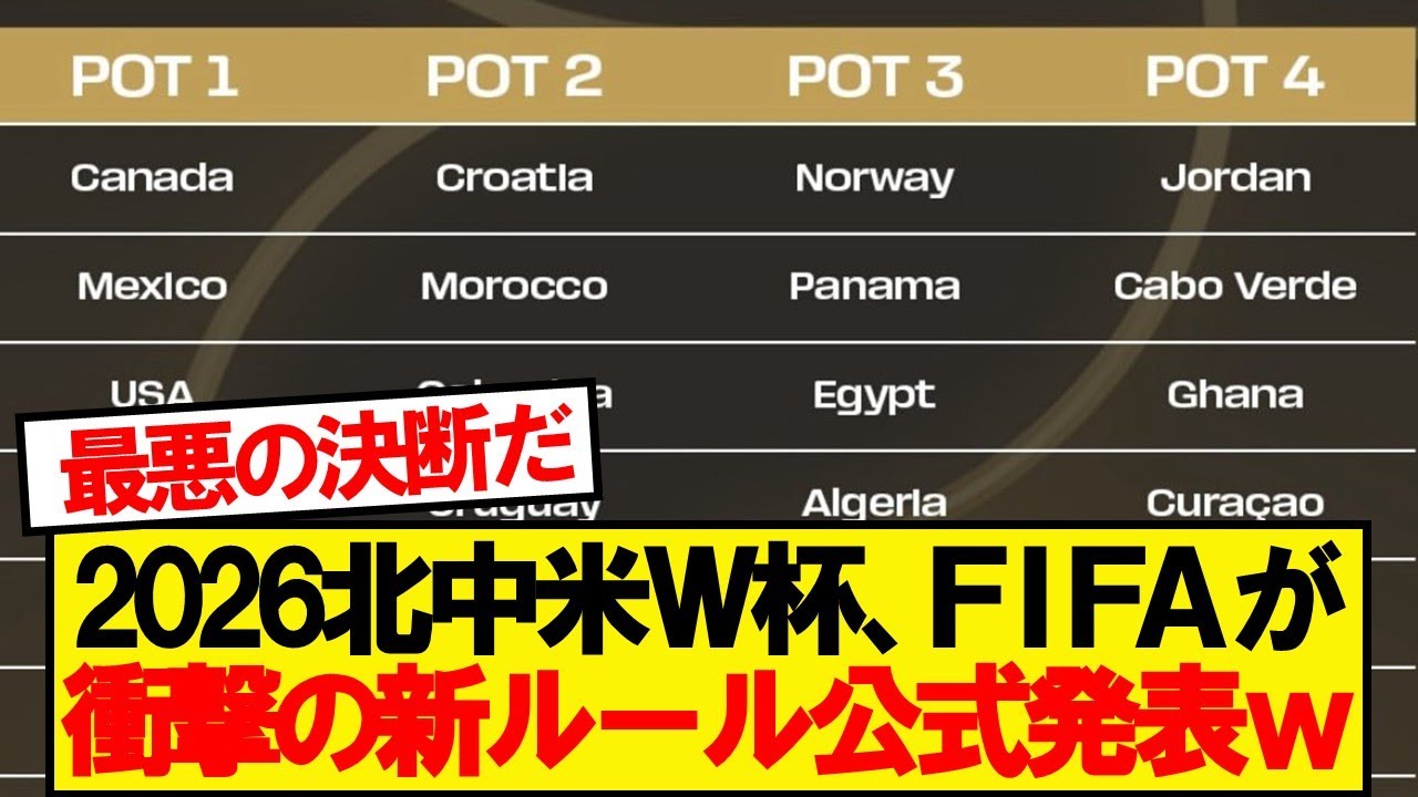 【速報】2026年ワールドカップ、とんでもない新ルールが発覚wwwwww
