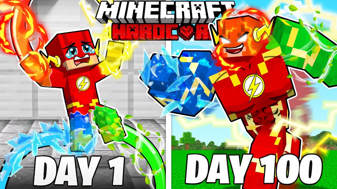 I Survived 100 Days as ELEMENTAL FLASH in HARDCORE Minecraft