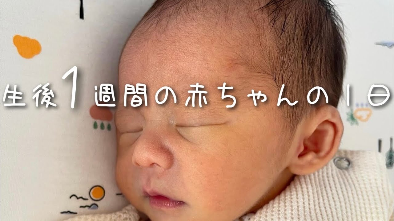 【新生児】生後1週間の赤ちゃんの１日（A day in the life of a one week old baby）