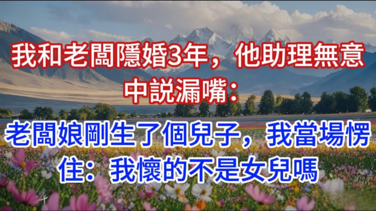 我和老闆隱婚3年，他助理無意中説漏嘴：老闆娘剛生了個兒子，我當場愣住：我懷的不是女兒嗎