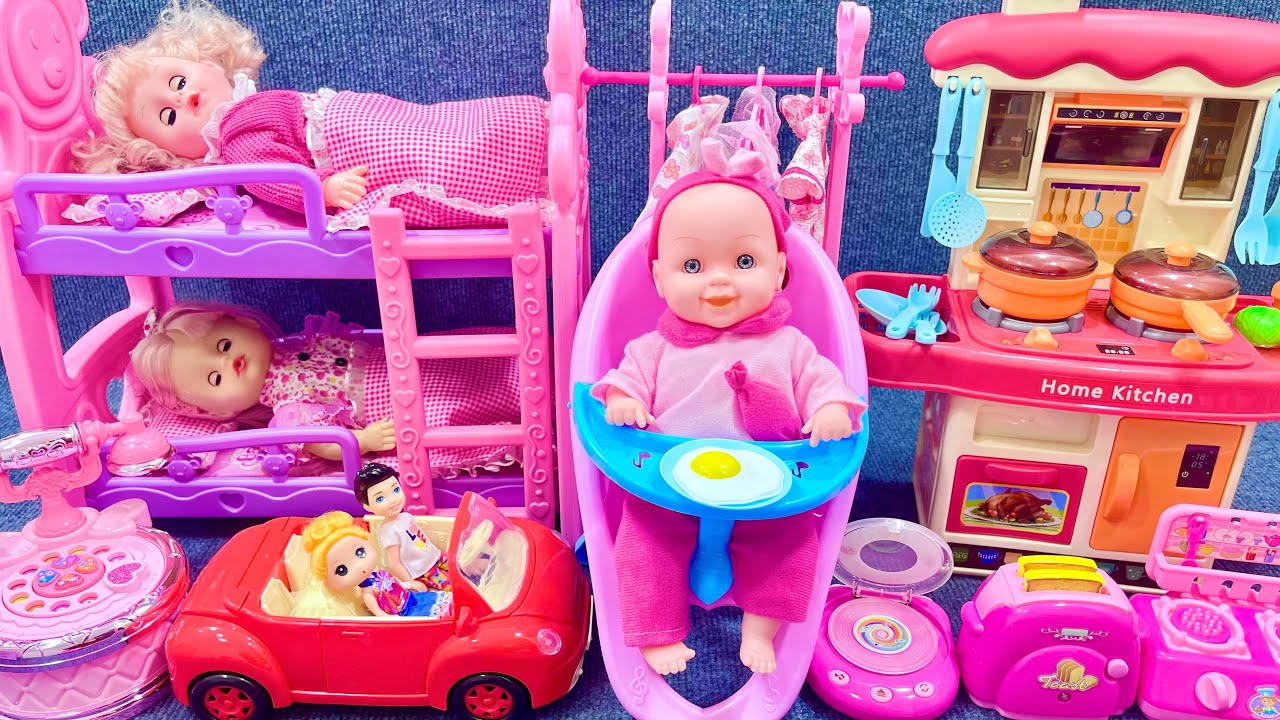 12 Minutes Satisfying with Unboxing Barbie Pink Rock Bed Toys,Kitchen Toys Review | ASMR