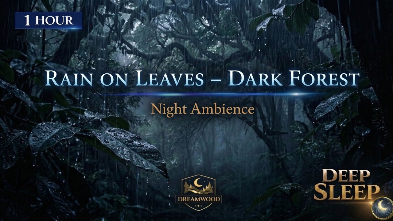 Rain on Leaves – Dark Forest – Sleep Sounds (1 Hour)/Dreamwood – Deep Sleep ASMR(Dark Screen)