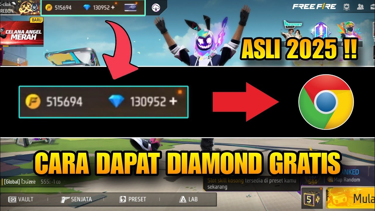 TANPA APLIKASI!? Cara mendapatkan diamond free fire gratis terbaru 2025