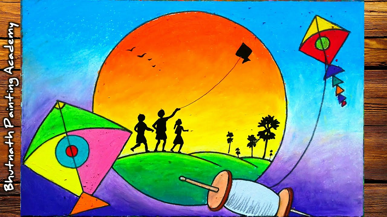 makar sankranti drawing