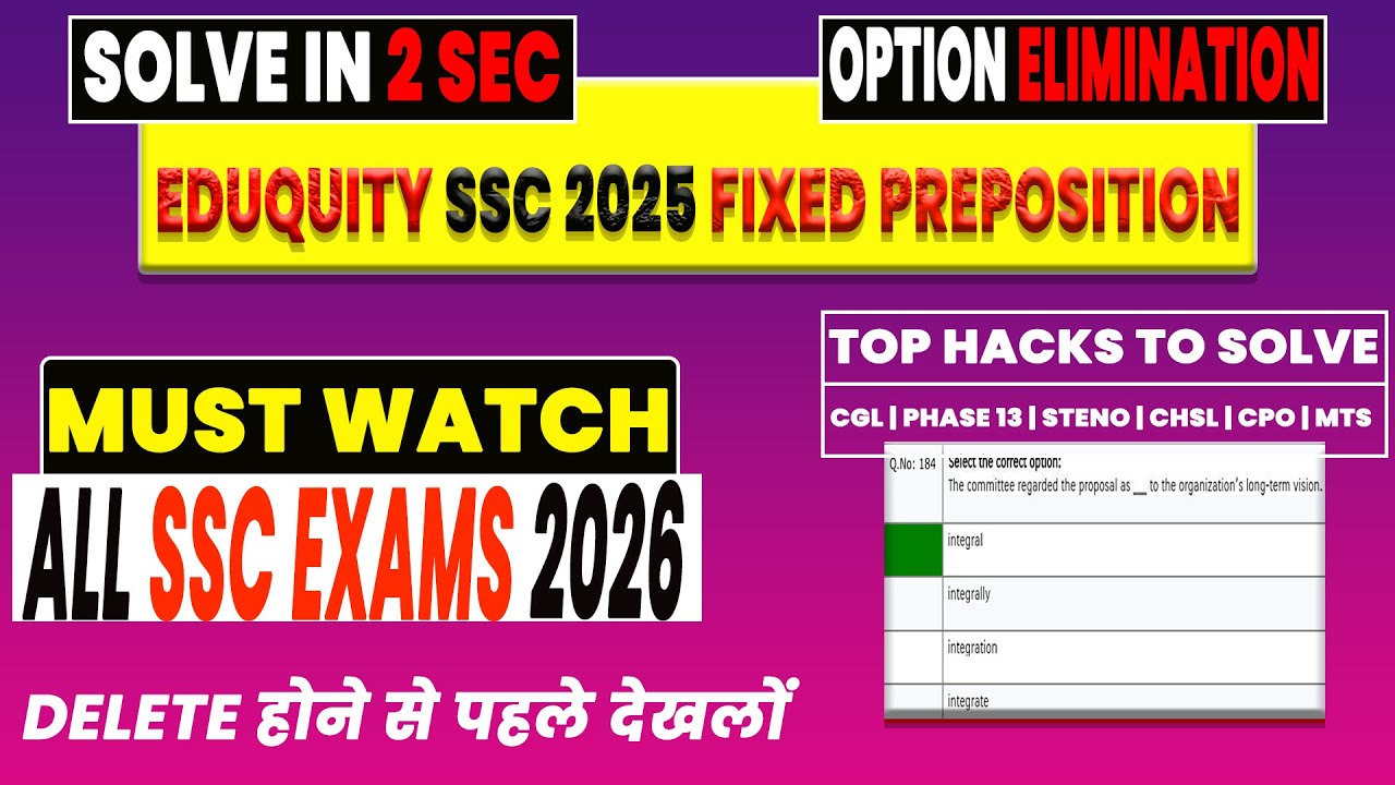 MUST WATCH FOR SSC MTS | EDUQUTY FIXED PREPOSITION | SSC EXAMS 2026 | SSCYAARA