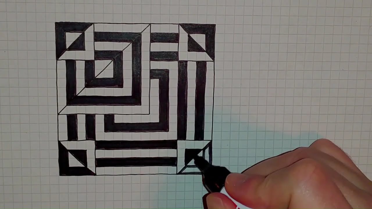 Tolle Schwarz- Weiß- Zeichnung mit 3D- Effekt