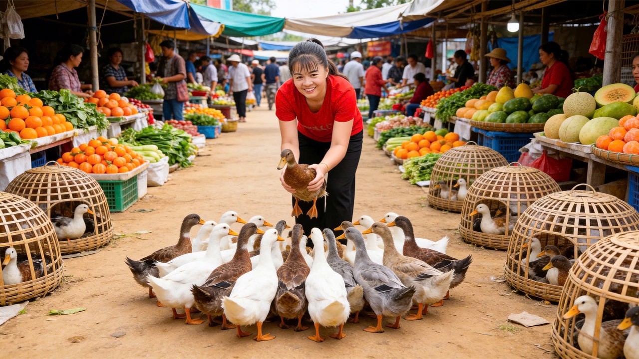 Venta de 3000 Patos Tras 4 Meses de Crianza | Camión de 3 Ruedas al Mercado Rural | Thanh New Life