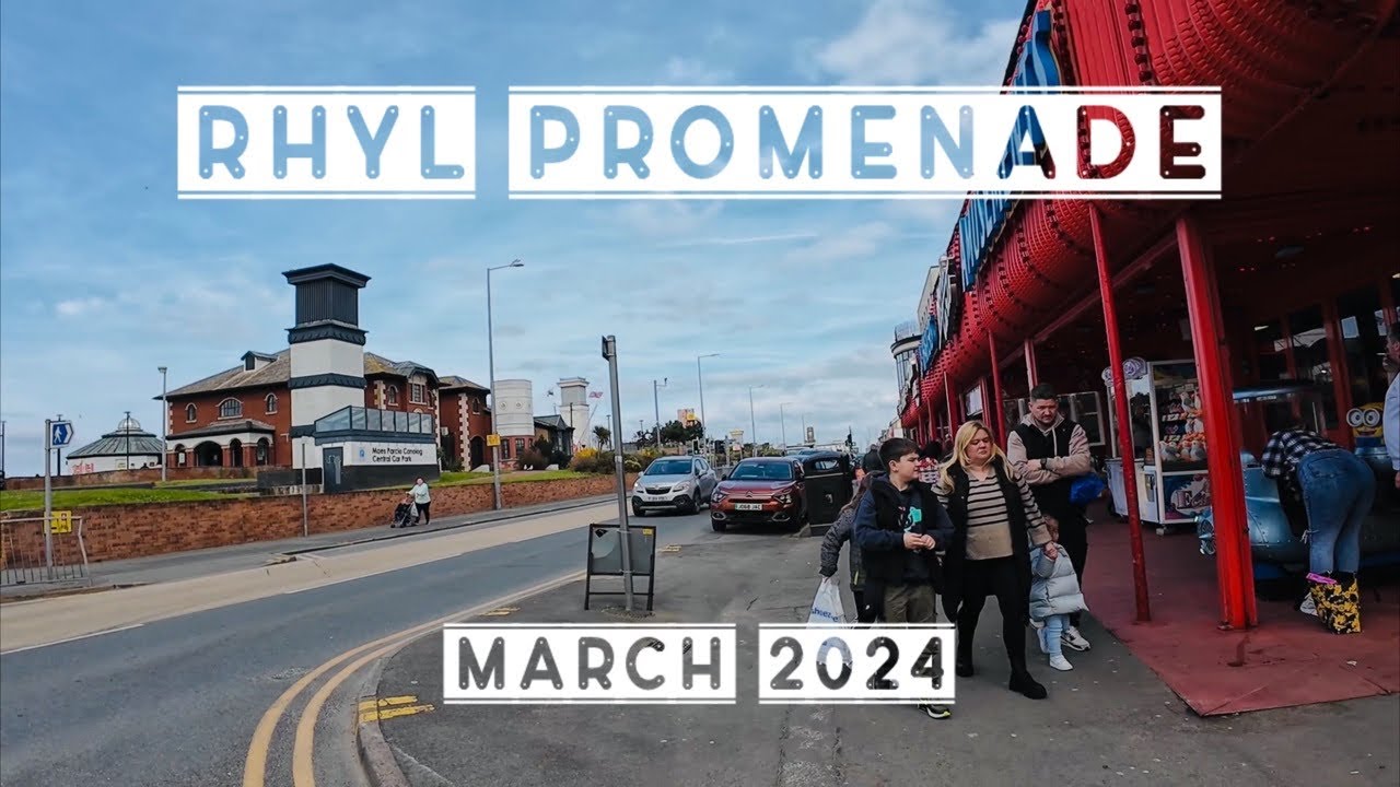 Rhyl Promenade Walk. Seaside & Arcades - Denbighshire, Wales UK - Sunday 31st March 2024