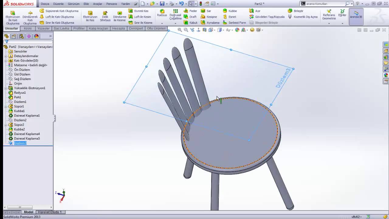 SolidWorks ile Sandalye Çizimi