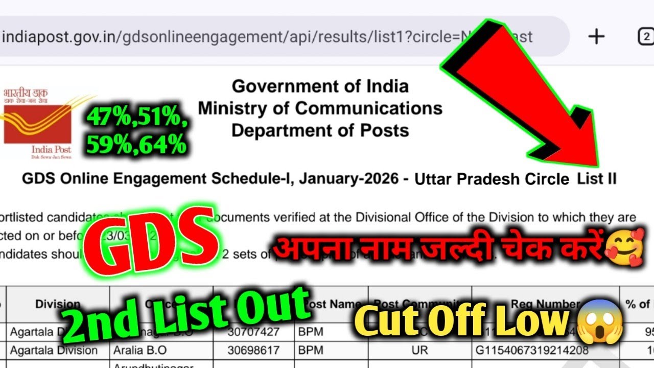 Indian Post Office 2nd List Out || GDS Result 2026 Kaise Dekhe || GDS Result Download 2026 Check ✅