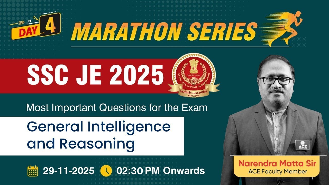 SSC JE 2025 Exam: Marathon Series | General Intelligence & Reasoning | Most Important Questions