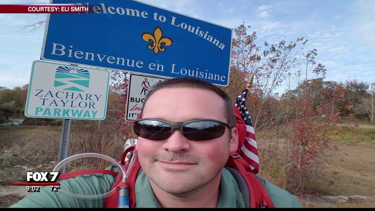 Man hiking to bring awareness to veterans with PTSD stops in Austin | 12/2016