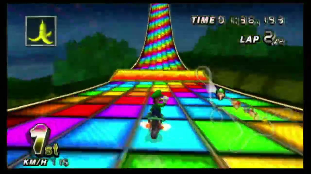 Mario Kart Wii Retro Rewind: Luigi Races in N64 Rainbow Road