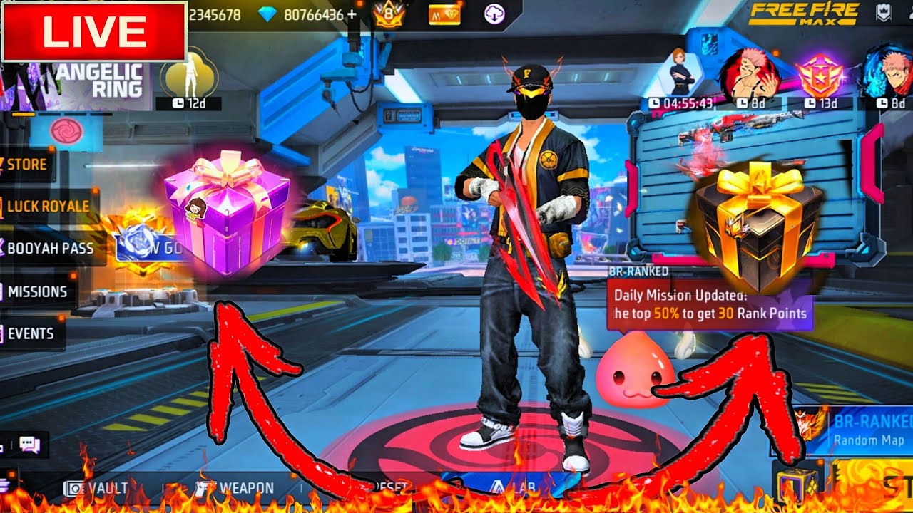 FREE FIRE LIVE: MEGA GIVEAWAY! (Day 3) 🎁