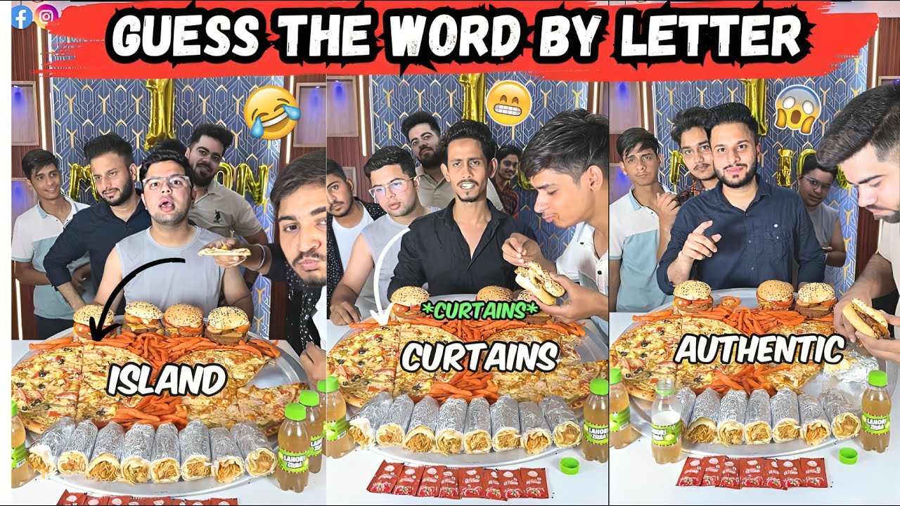 Guess The Word By Letters & Eat Unlimited Food 😍 Pizza, Burger, Rolls, Fries 😲 #guesschallenge