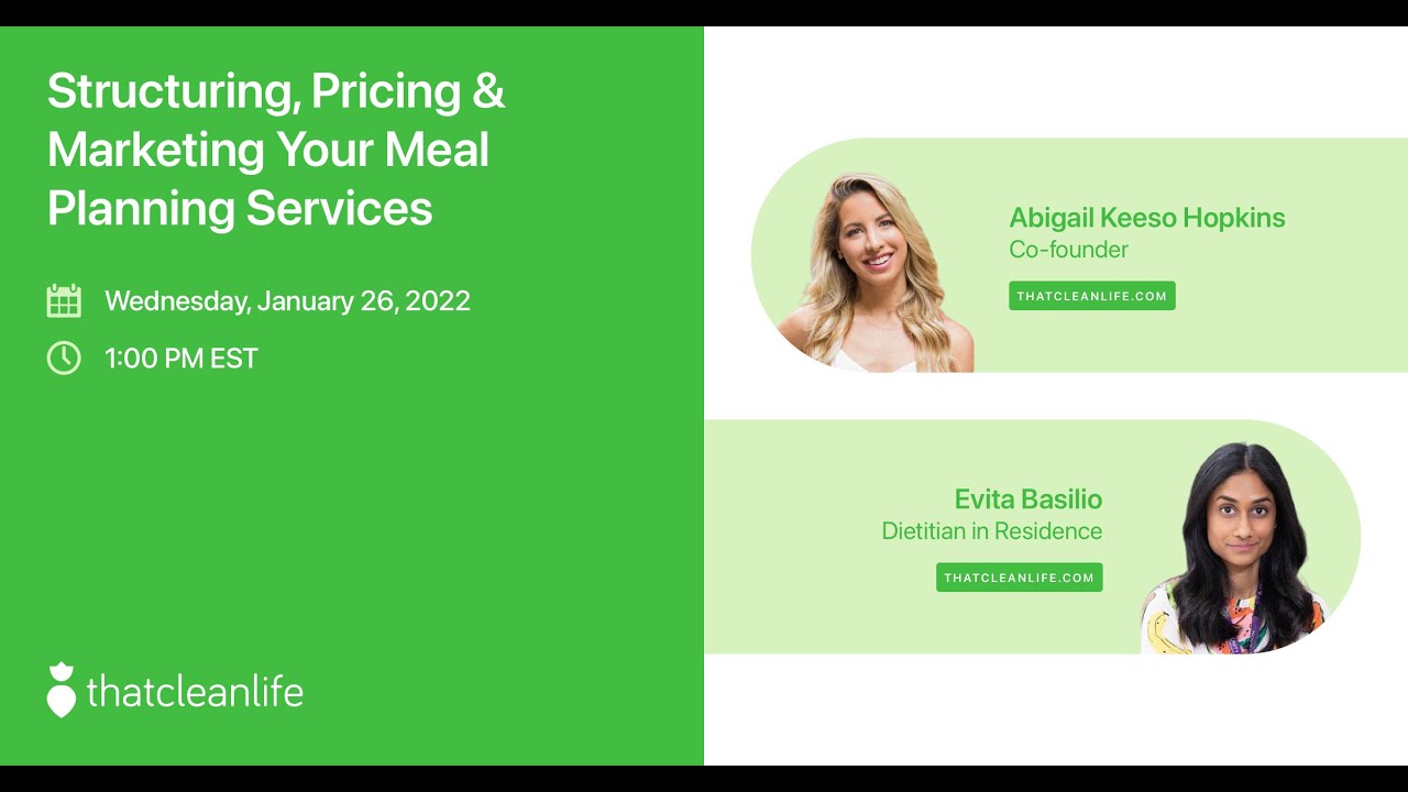 Structuring, Pricing & Marketing Your Meal Planning Services