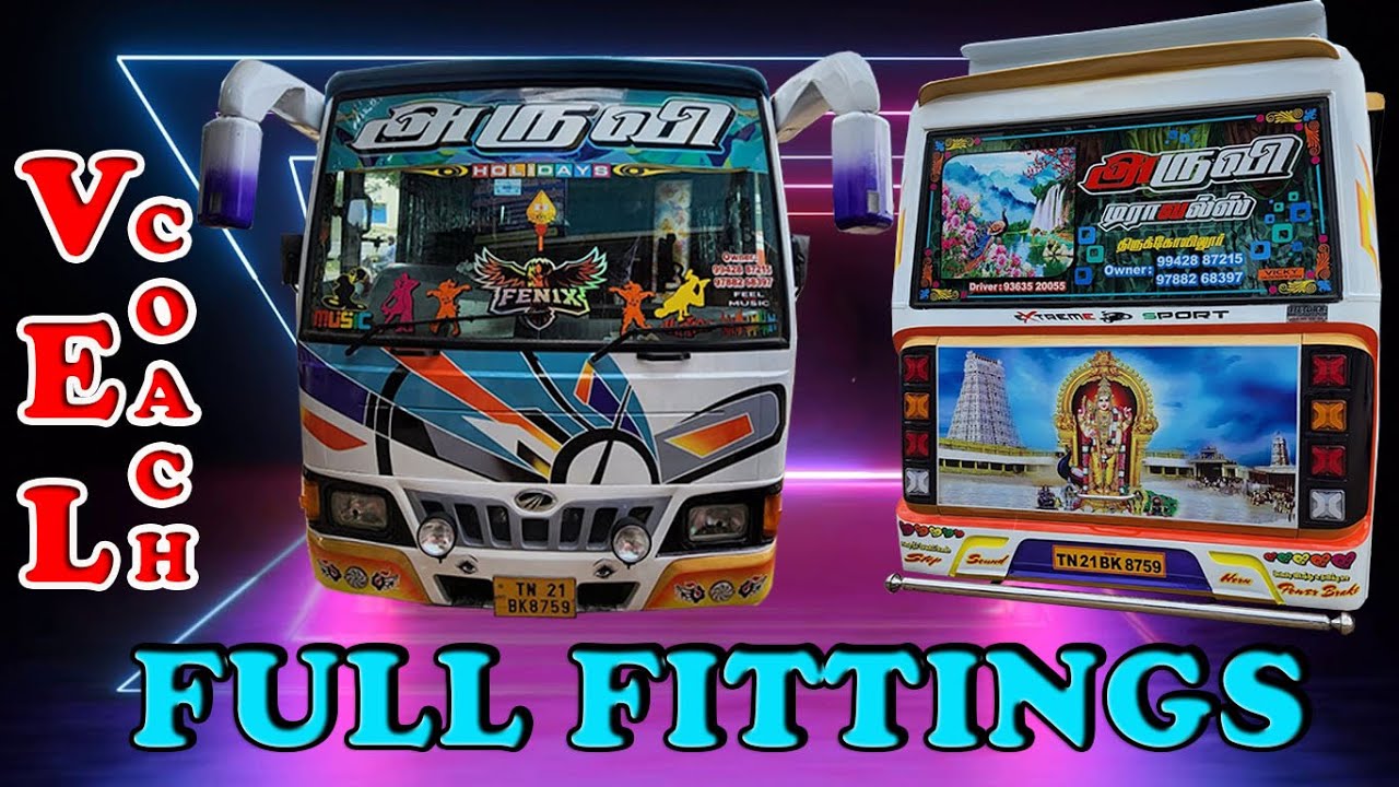 Full Fittings | Latest Alteration | Dicky | Lightings | VEL COACH | Aruvi Travels Thirukovilur |