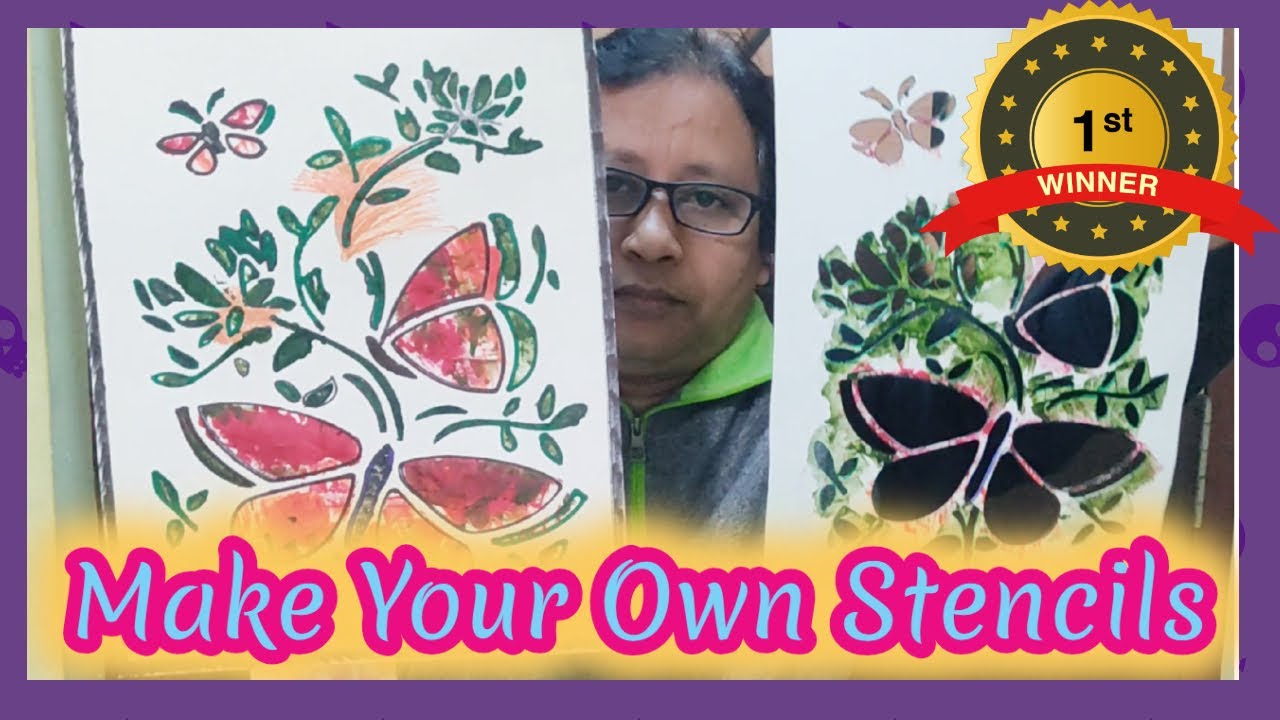 Easy Butterfly Stencil Print For School Project|| How To Make Your Own Stencils At Home