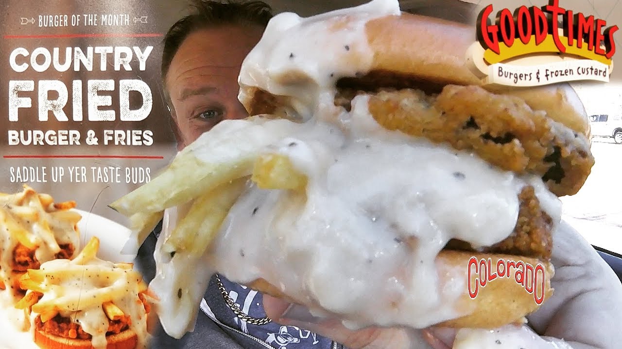 Good Times Burgers ⭐🤠COUNTRY FRIED BURGER FRIES & GRAVY🤠⭐ Food Review!!!