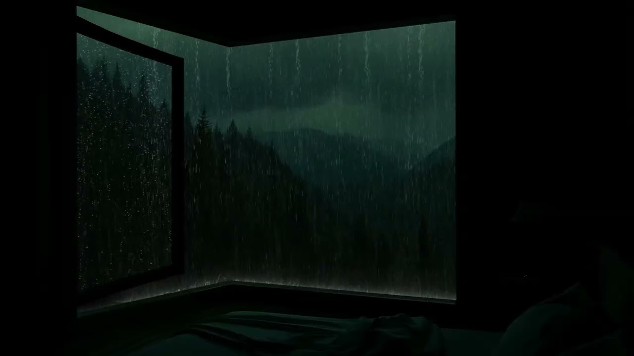 Gentle Rain at Night by the Window | Cozy Bedroom Ambience for Deep Relaxation