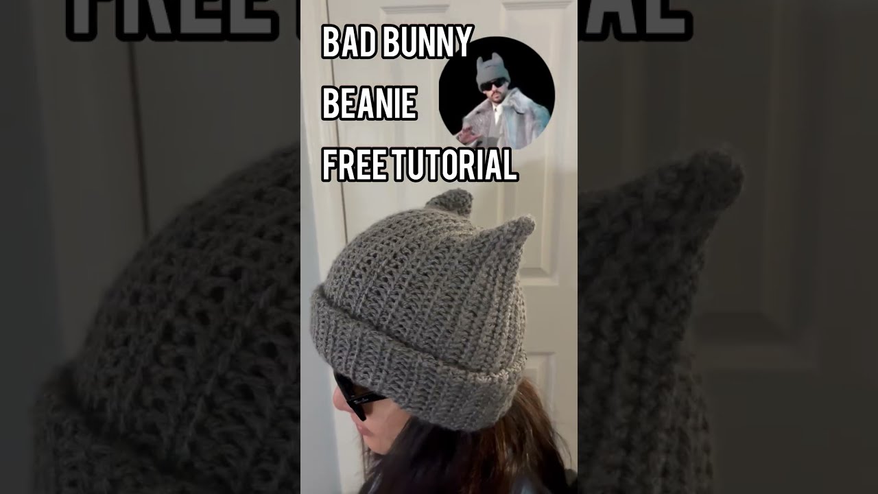 #badbunny #crochet #handmade #beanie #freepattern and #tutorial 