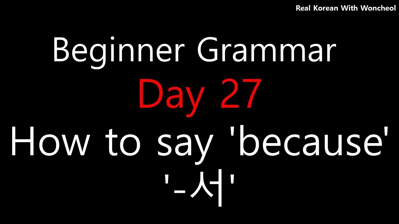 [Day 27]  How to say 'because' in Korean - Beginner Grammar