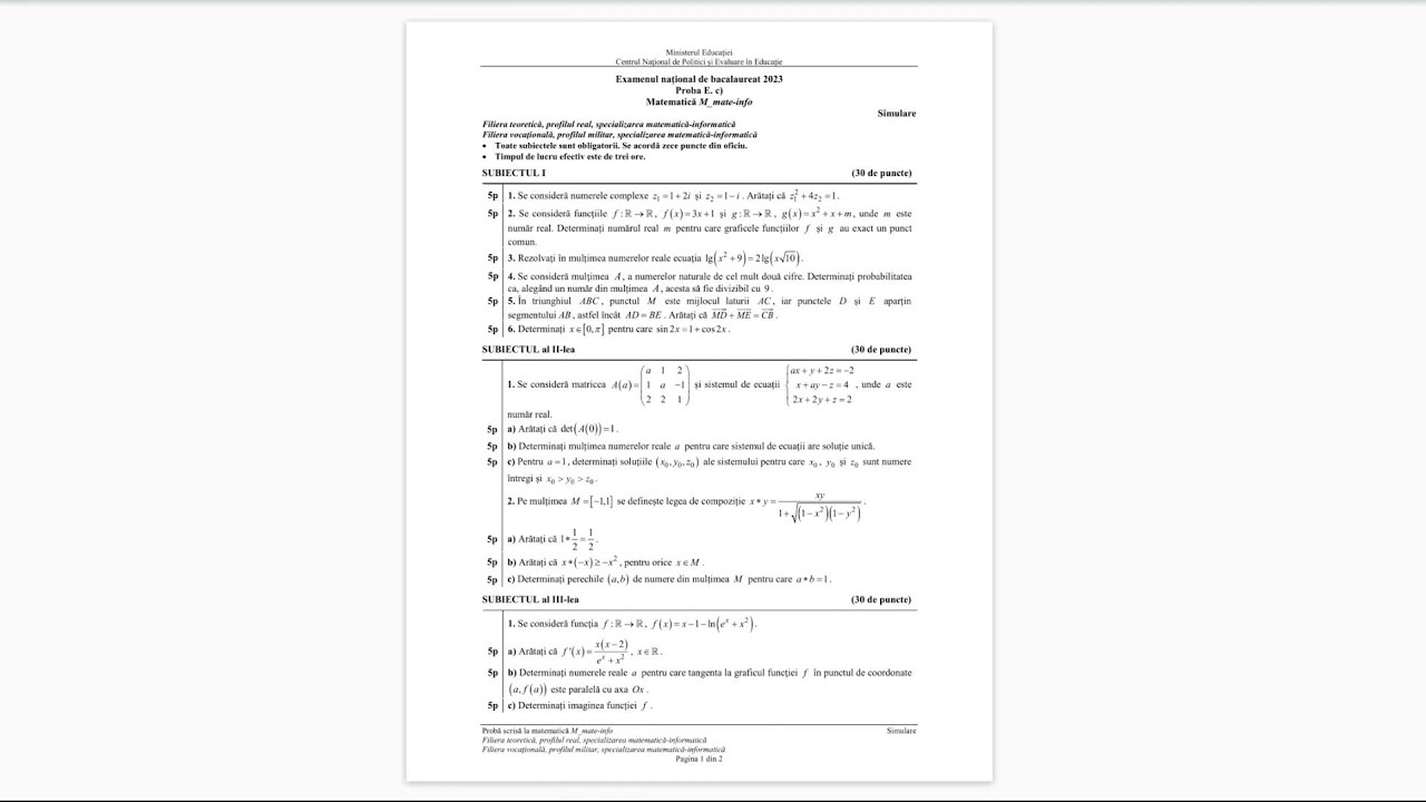 Simulare Bacalaureat 2023 - Mate-Info