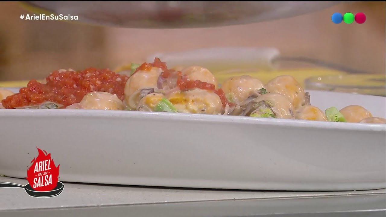 Ñoquis rellenos, aros de cebolla, Chessecake de banana dulce de leche (29-02-2024)-Ariel en su Salsa