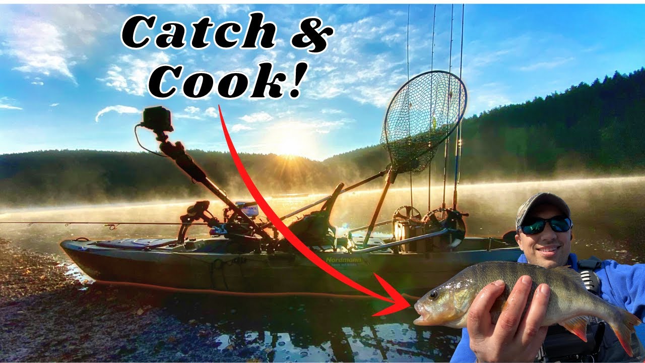 PERCH FISHING From KAYAK In GERMANY Ends With CATCH & COOK!