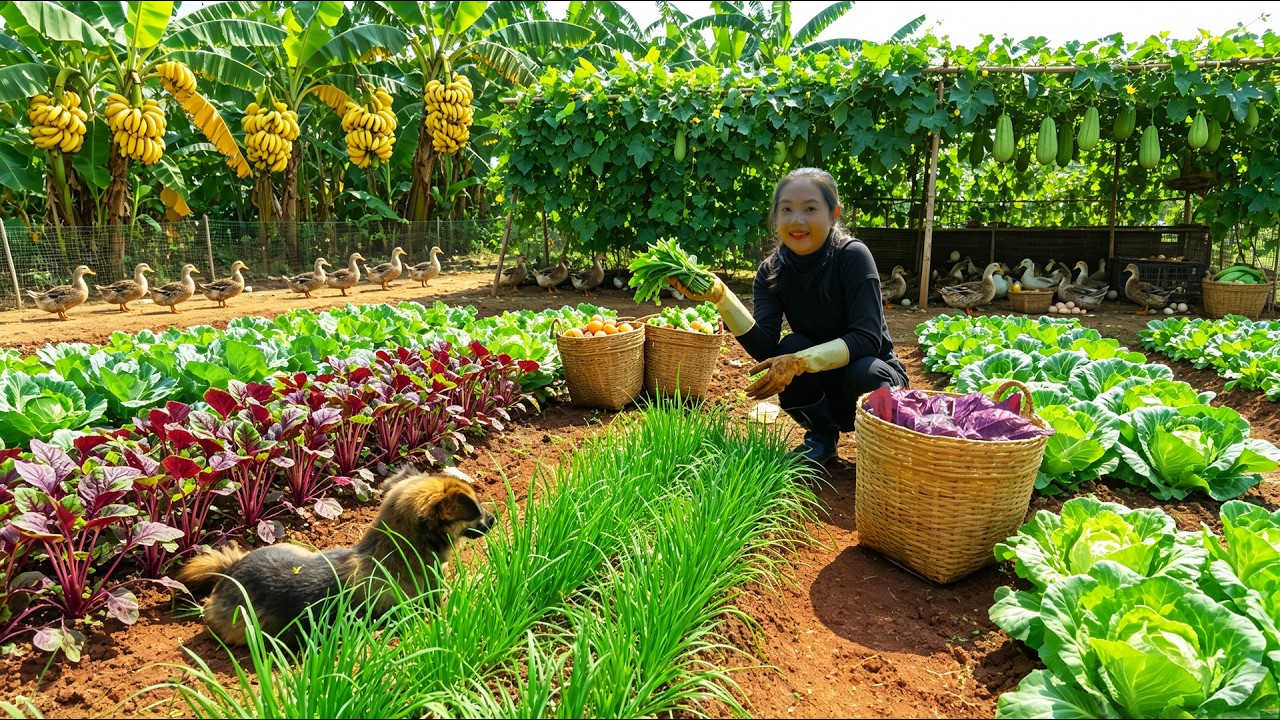 Harvest Red Amaranth, Chives, Bananas, Chayote... For Market Sale And Cook Daily Meals &ndash; Gardening