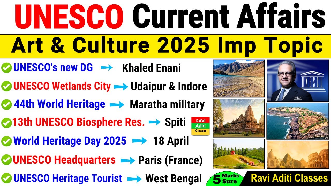 UNESCO Art and Culture 2025 | January To OCT 2025 Current Affairs | UNESCO 2025 | Important mcq