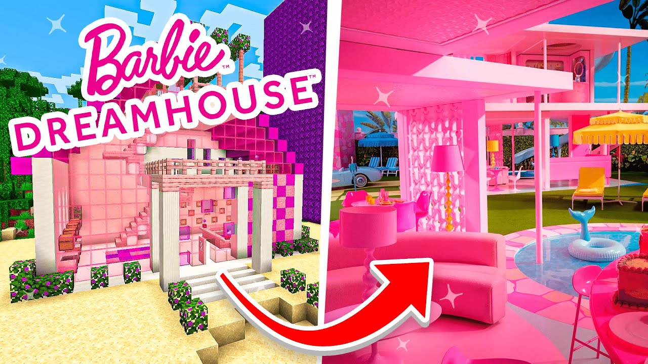 We built BARBIE'S DREAM HOUSE in MINECRAFT! Aphmau Noob vs Pro