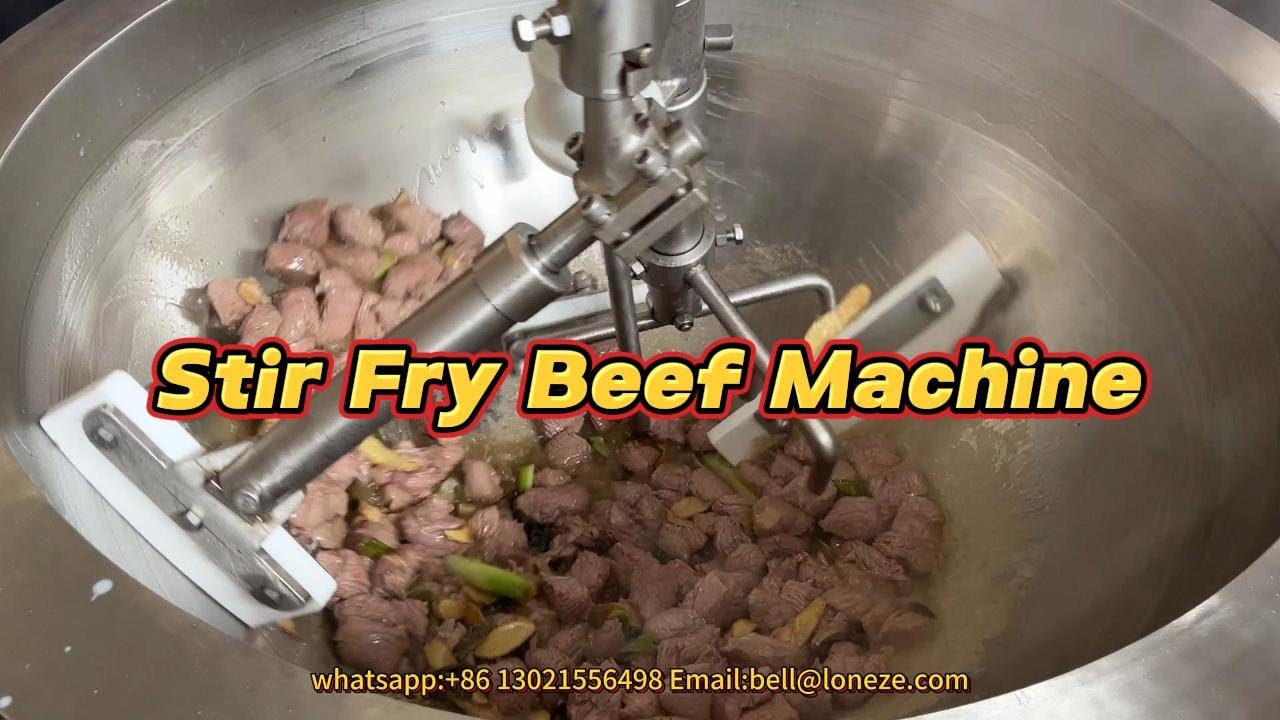 Stir Fry Meat Industrial Cooking Pot Kettle with Stirrer Automatic Stir Fry Beef  Pan Mchine