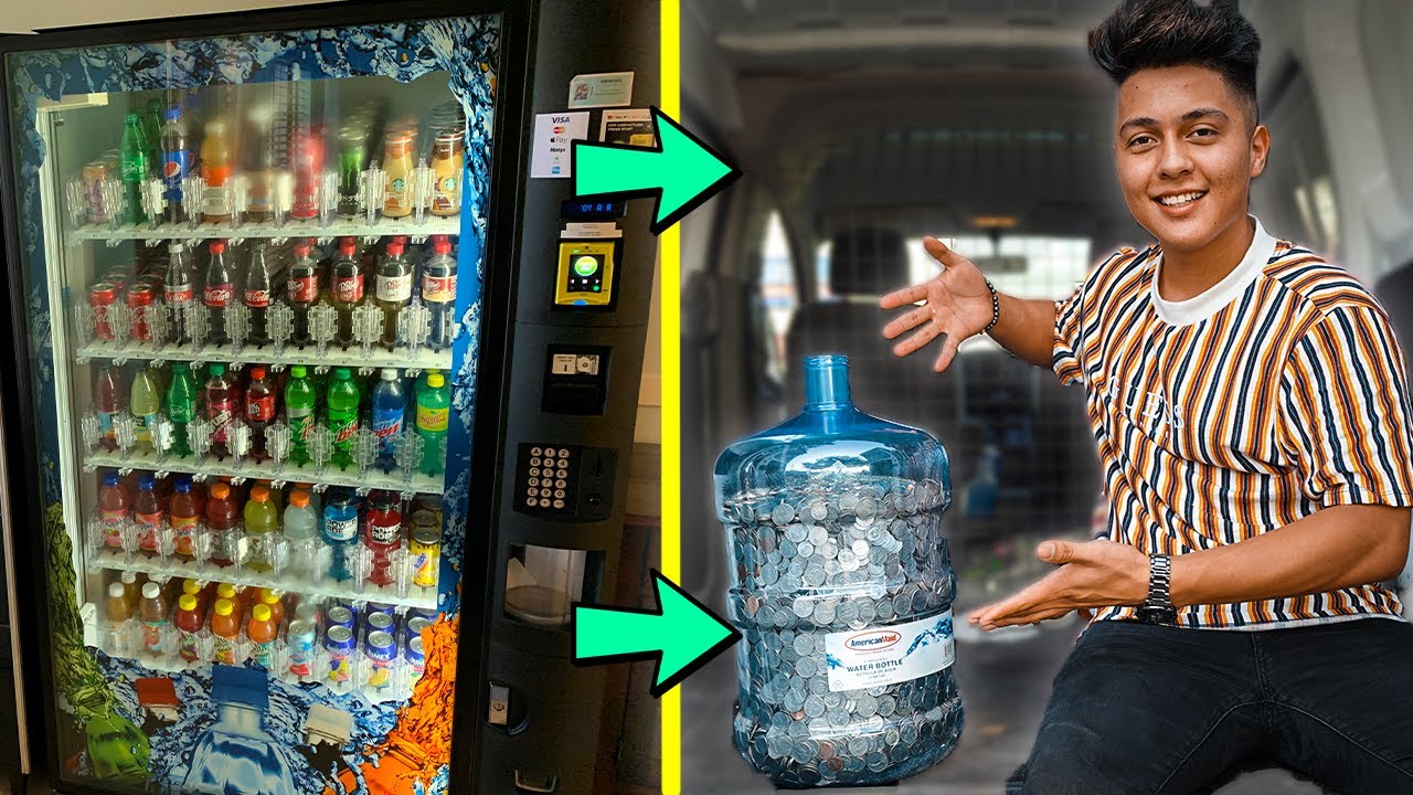 Cashing In All My Vending Machine Coins After 1 Year!! (5 Gallon Bucket!)