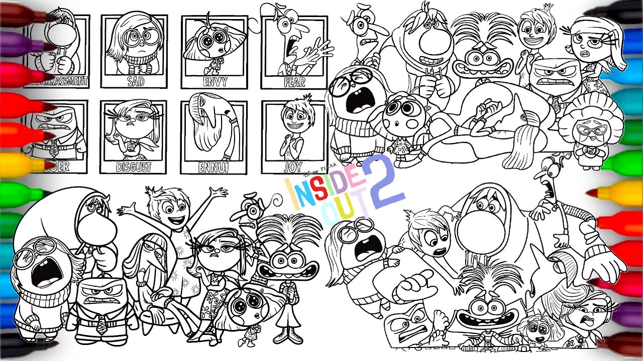 Inside Out 2 Coloring Pages Mix | Satisfying Colouring All Emotions from Inside Out / NCS Music