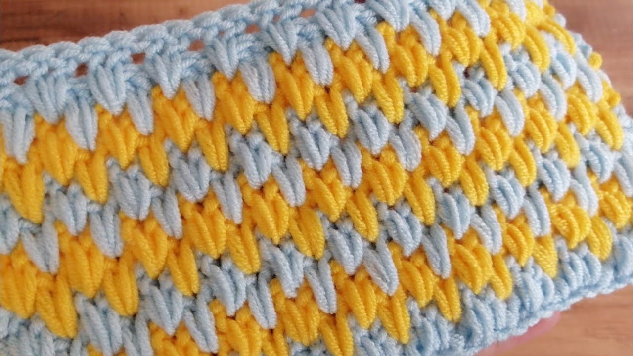Easy Crochet Two Color Baby Blanket Knitting Pattern - Kolay Tığ İşi Örgü Modeli #crochet #pattern