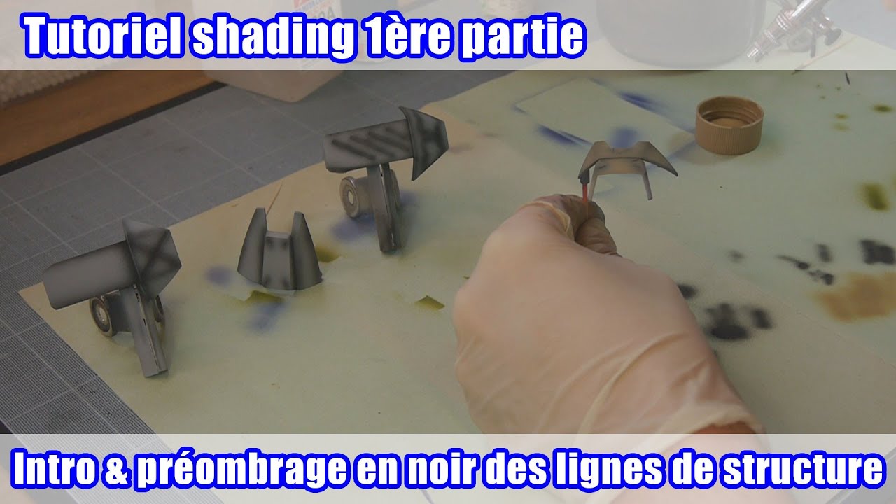 Tutoriel shading à l'aérographe 1ère partie : Intro et préombrage en noir des lignes de structure