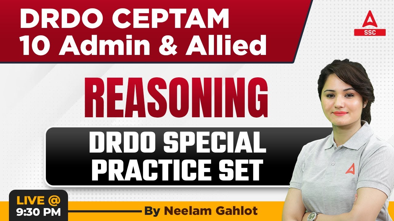 DRDO CEPTAM 10 Admin & Allied | Reasoning by Neelam Gahlot | MOCK TEST