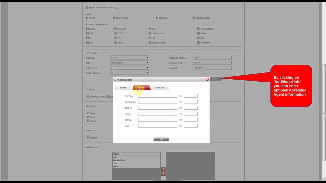 Manage IC Agents and IC Agent Parameters from ACCCM