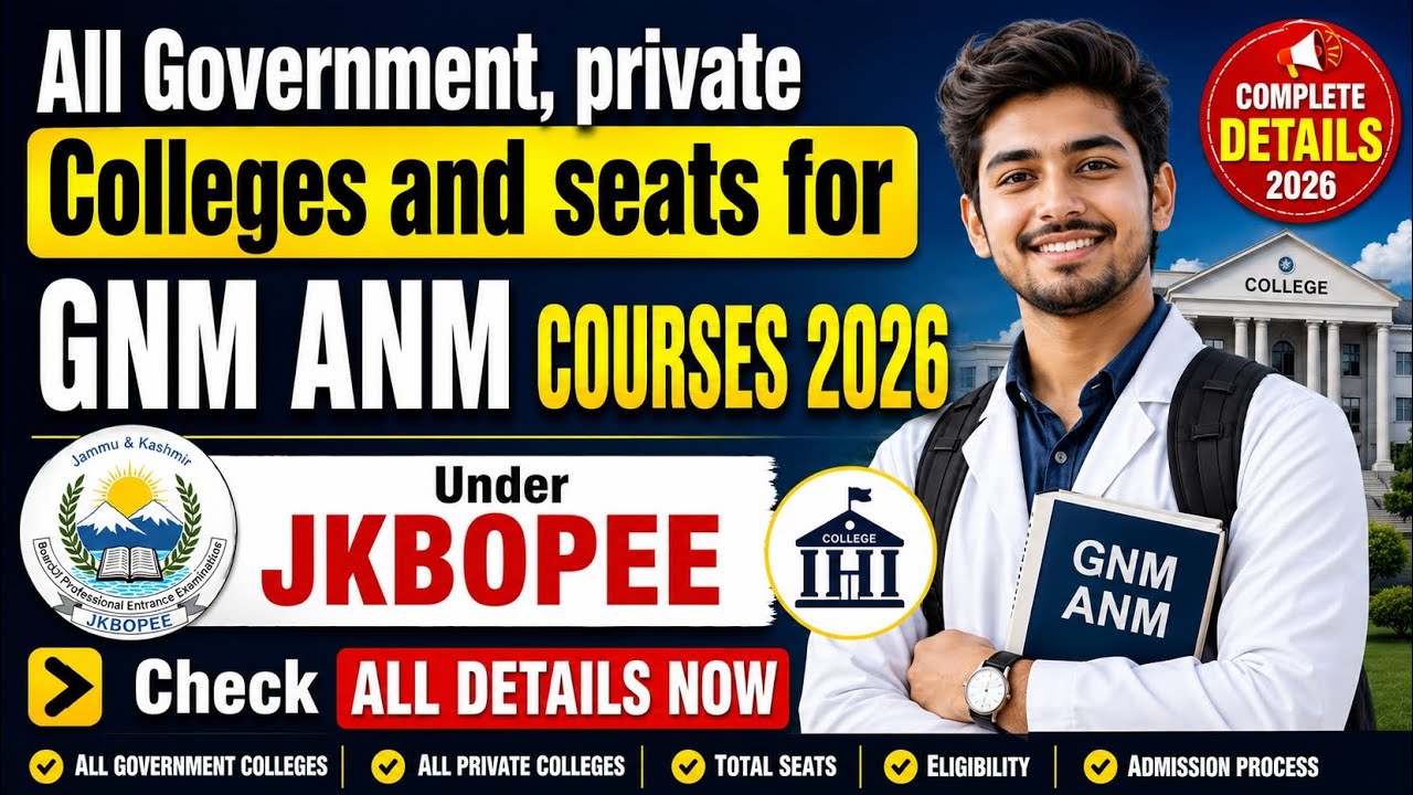 All Govt and private colleges and seats for GNM ANM courses 2026 #jkbopee #gnm #anmnursing #nursi...