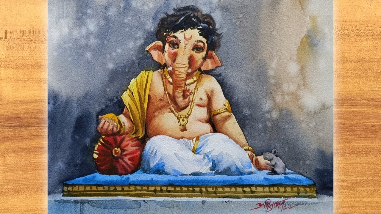 Ganesha painting/ How to draw Ganesha with watercolor/ How to paint #ganesha #ganpati #watercolor