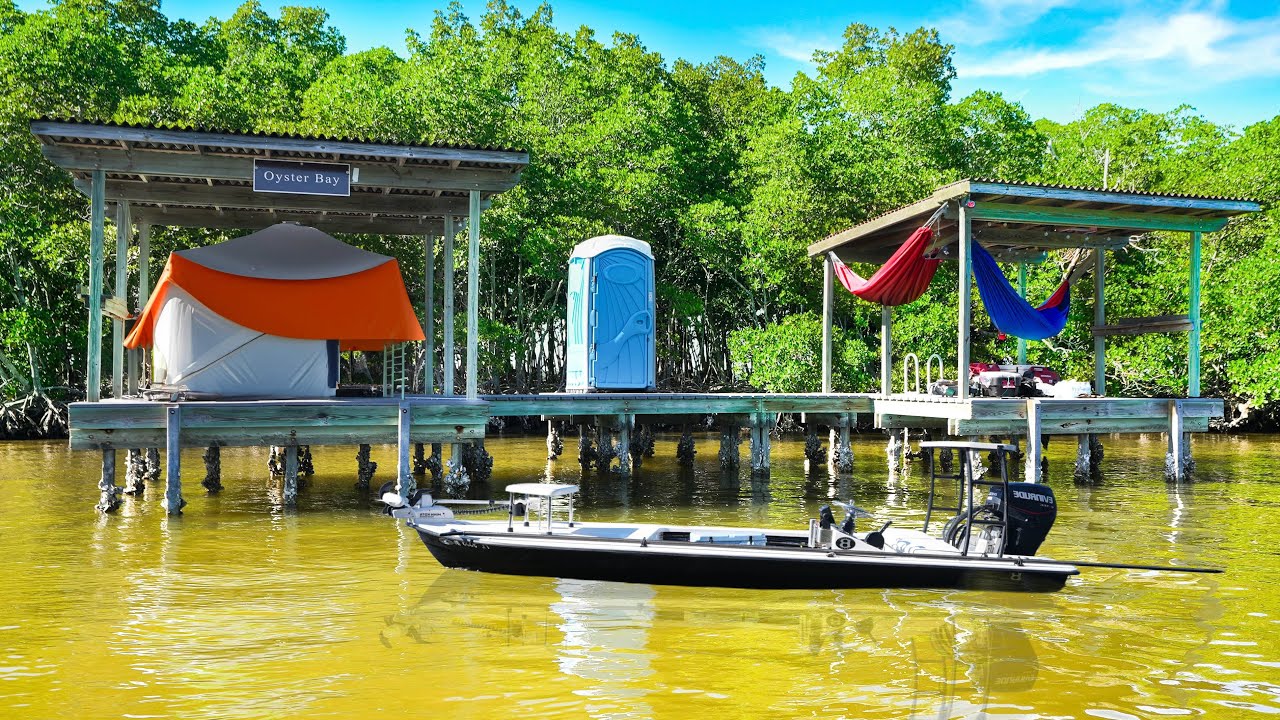SURVIVAL CAMPING Deep in the Everglades | SNOOK, REDFISH, TROUT, BASS