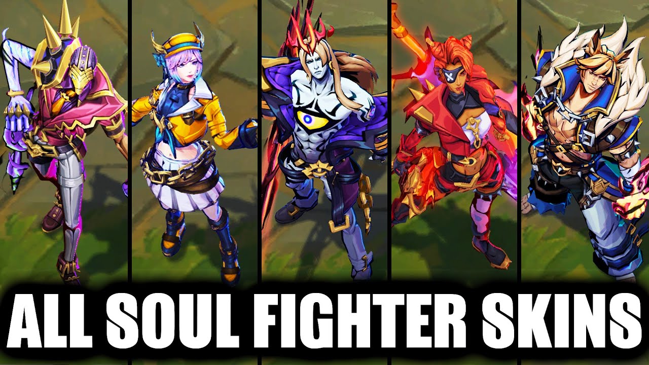 All Soul Fighter Skins Spotlight Viego Samira Evelynn Jhin Pyke Lux Sett Naafiri Shaco Gwen - LoL