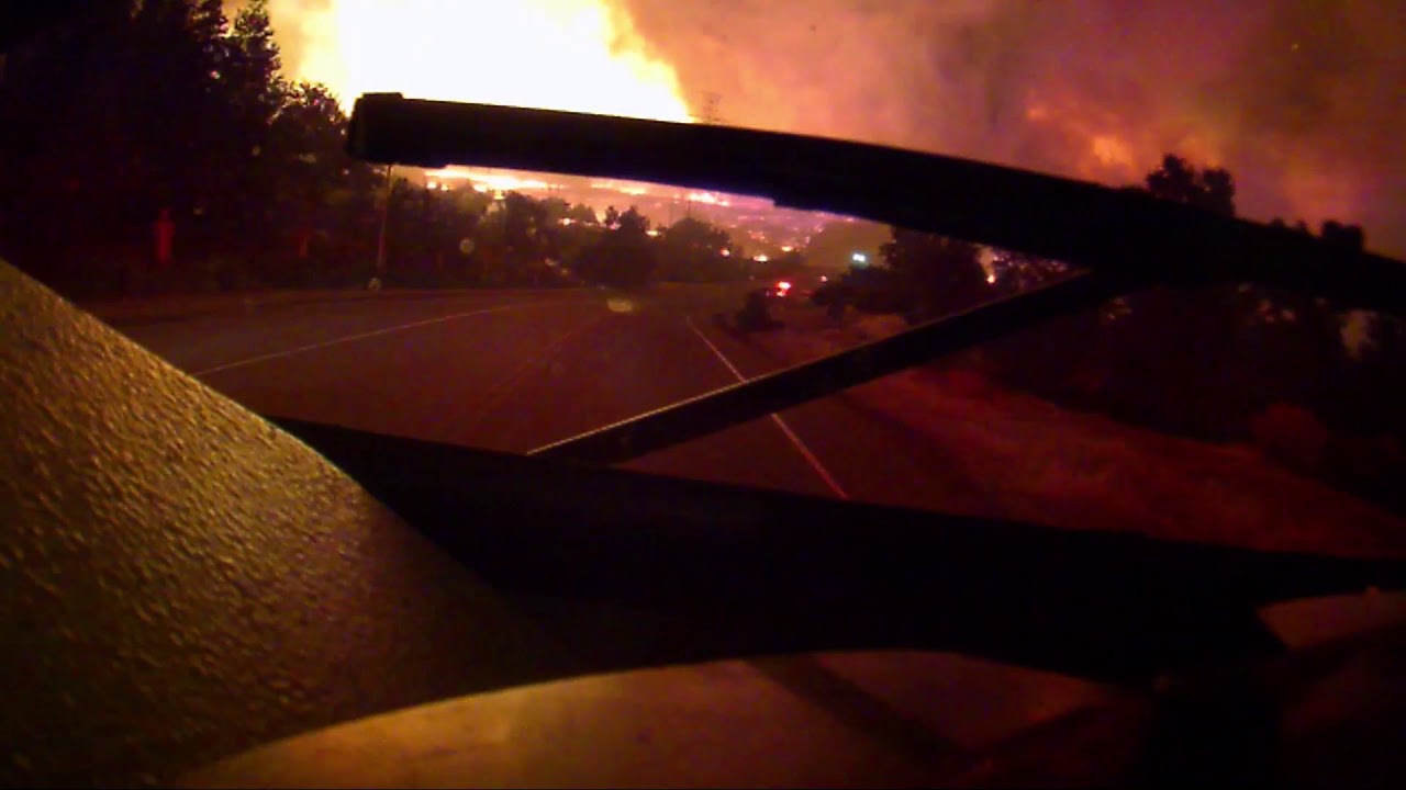 Fire engine's point of view of Carr Fire 'firenado'