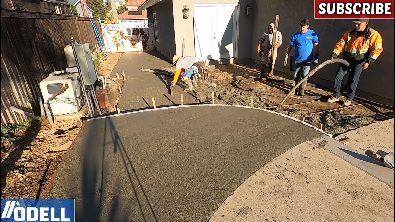 Concrete Patio Pour with Curb and Curved Bullnose Step