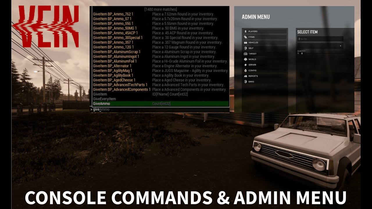VEIN Console Commands & Admin Menu Tutorial
