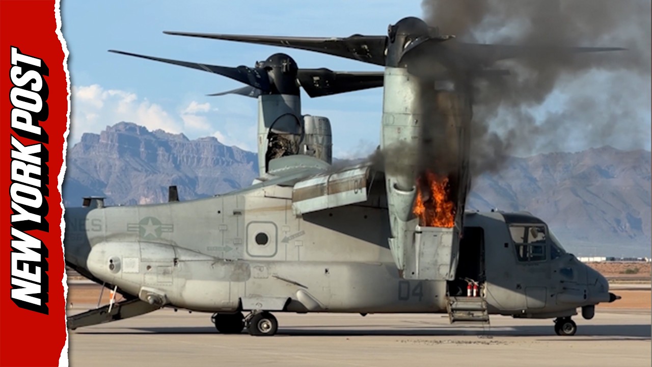 MV-22B Osprey Catches Fire During Training Exercise at Arizona Airport